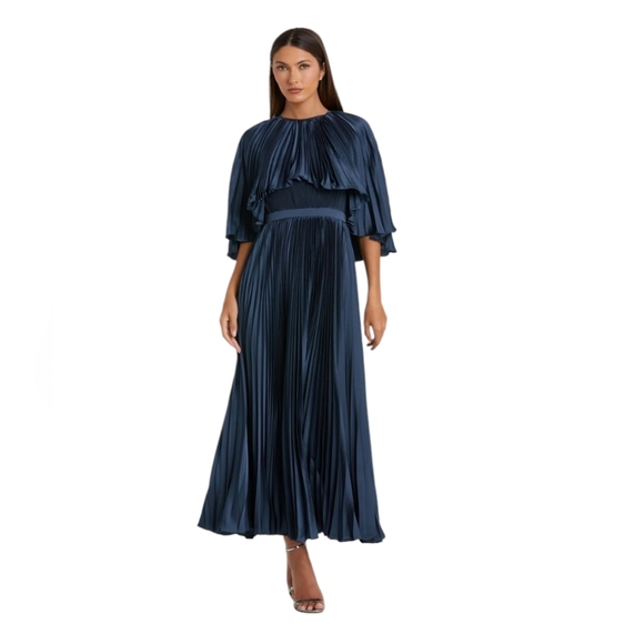Mac Duggal 49638 [18] NWT Blue Embellished Illusion High Neck Cap Sleeve… - Picture 1 of 7